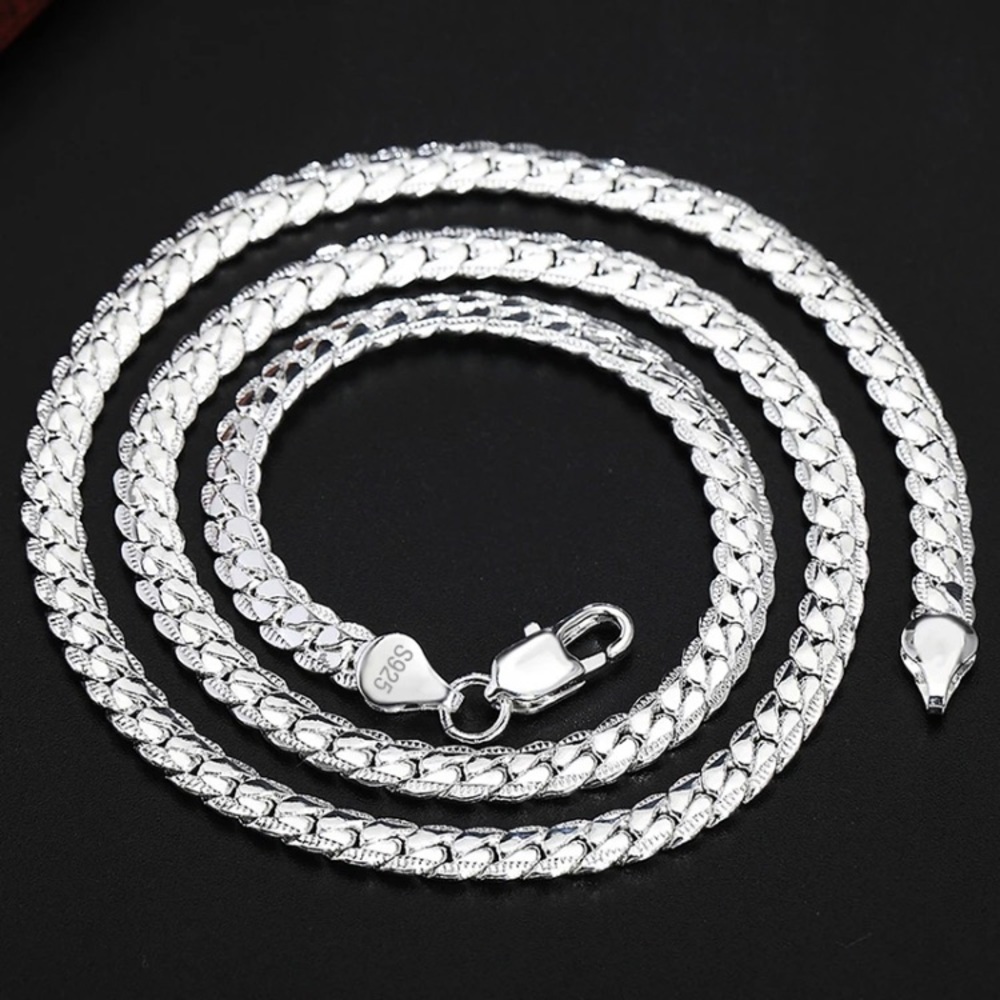 New Unisex S925 Sterling Silver 5mm Necklace
